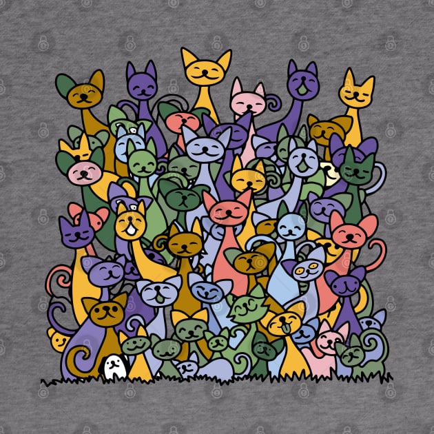 doodle cats pile by Mako Design 